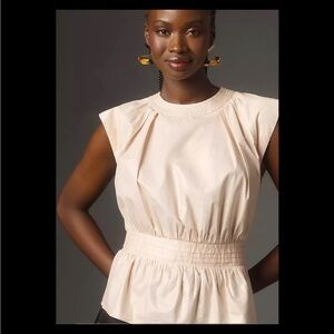 NWT Anthropology Pale Pink Poplin Shell  Blouse.